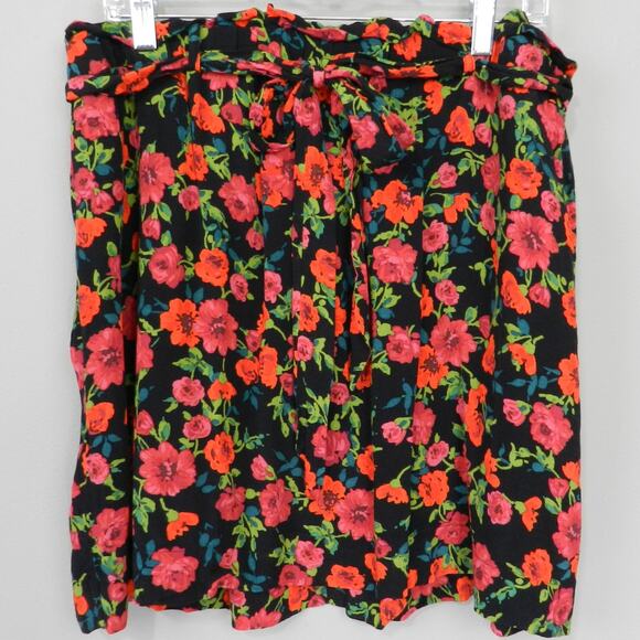 Express Floral Skirt Size XL Pleated Tie Waist Boho Flirty Summer Mini Cottage - Picture 1 of 12